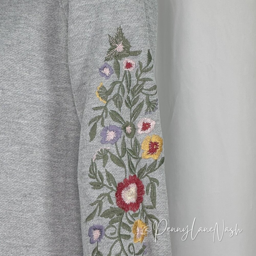 Ayla Embroidered Sleeve Terry Sweatshirt Dress Grey - Picture 7 of 8
